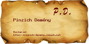 Pinzich Demény névjegykártya